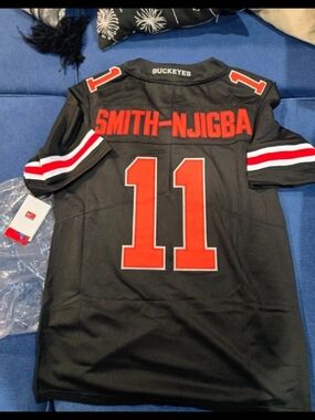 New Jaxon Smith-Njigba Ohio State College Football  Buckeyes Blackout Jersey #11